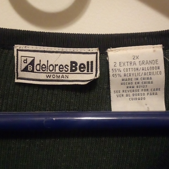 Delores Bell Long Sleeve Hunter Green Pull Over Top - Size 2X - Picture 3 of 6